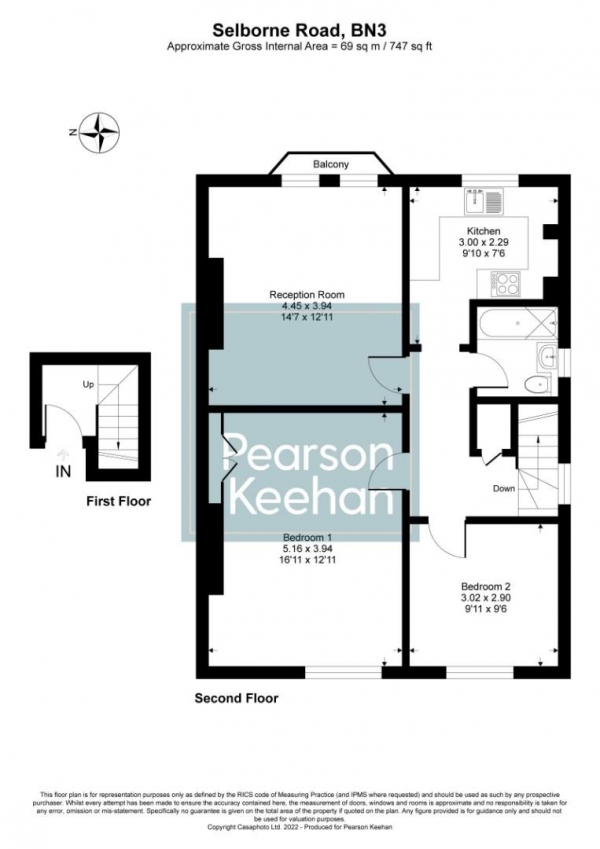 Floor Plan Image for 2 Bedroom Apartment to Rent in Selborne Road, Hove