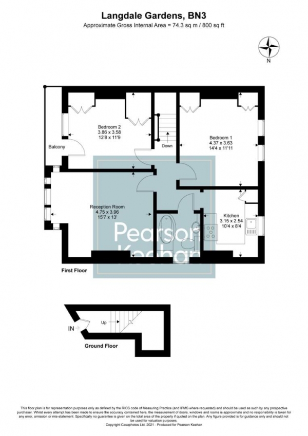 Floor Plan Image for 2 Bedroom Apartment for Sale in Langdale Gardens, Hove