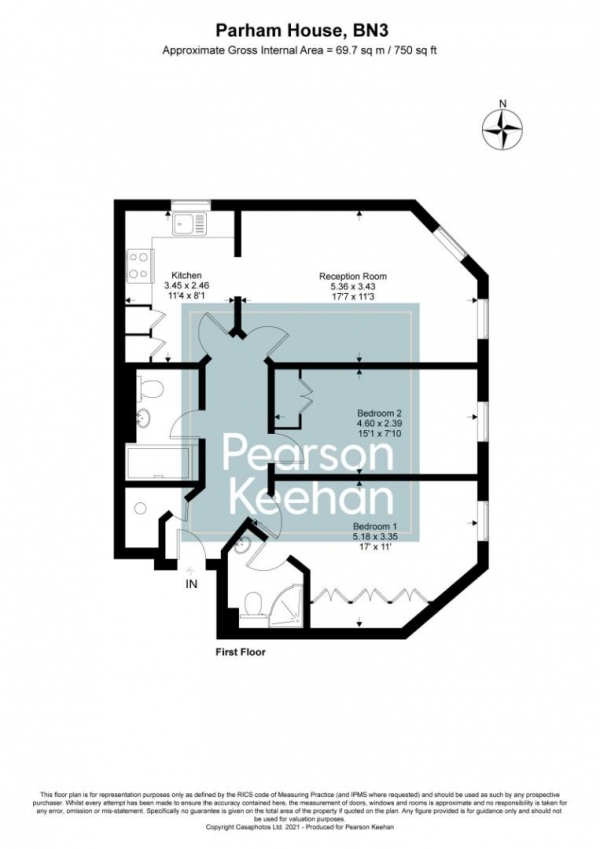 Floor Plan Image for 2 Bedroom Flat for Sale in Chatsworth Square, Hove