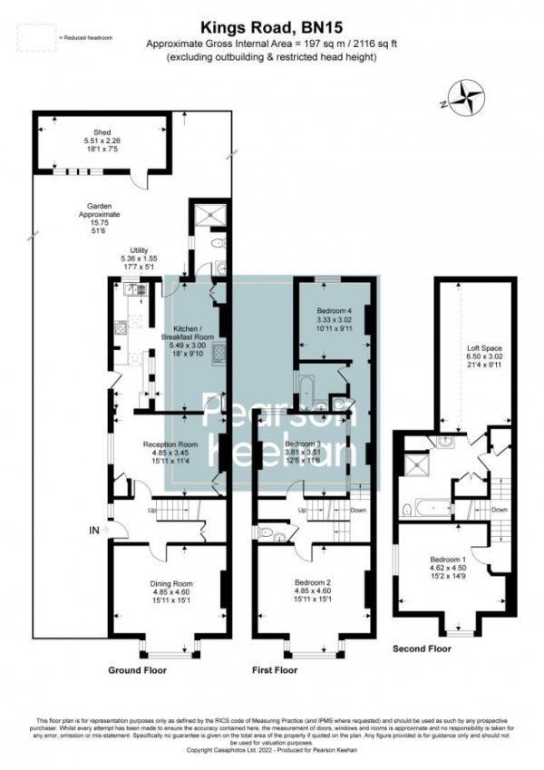 Floor Plan Image for 4 Bedroom Property for Sale in Kings Road, Lancing