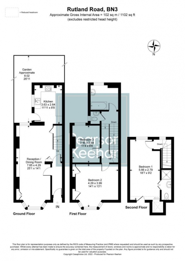 Floor Plan Image for 3 Bedroom Property for Sale in Rutland Road, Hove