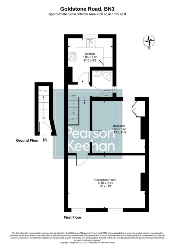 Floor Plan Image for 1 Bedroom Apartment for Sale in Goldstone Road, Hove