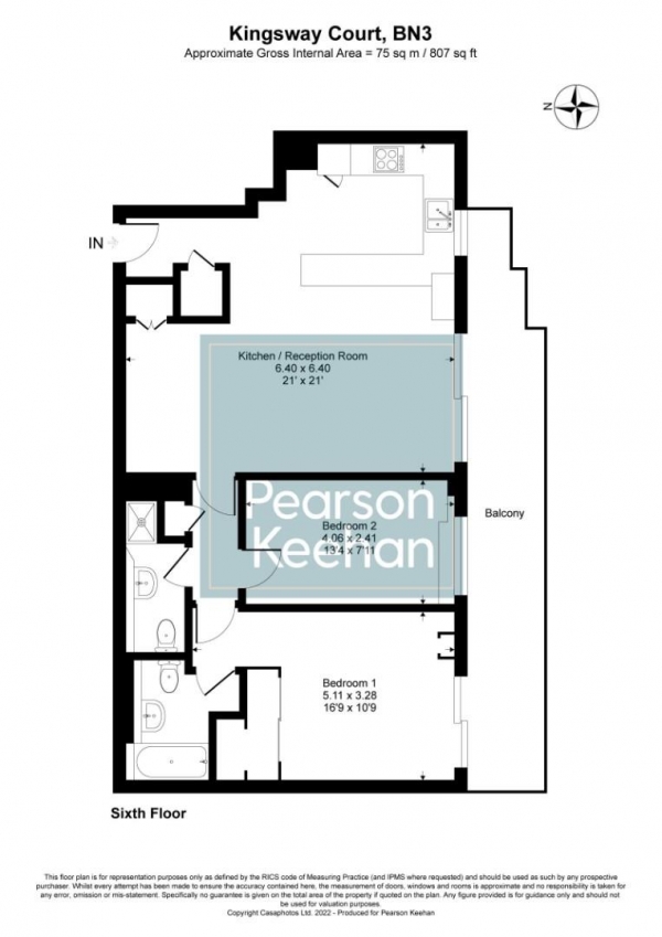 Floor Plan Image for 2 Bedroom Apartment for Sale in Queens Gardens, Hove