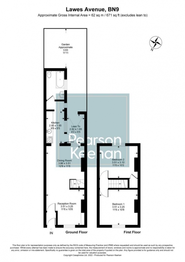 Floor Plan Image for 2 Bedroom Terraced House for Sale in Lawes Avenue, Newhaven