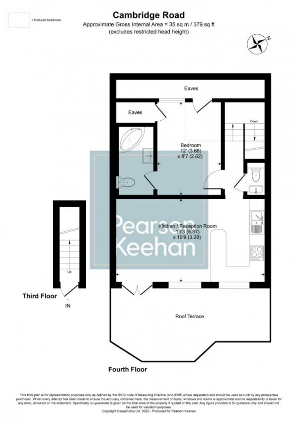 Floor Plan for 1 Bedroom Apartment for Sale in Cambridge Road, Hove, BN3, 1DE - Guide Price &pound270,000