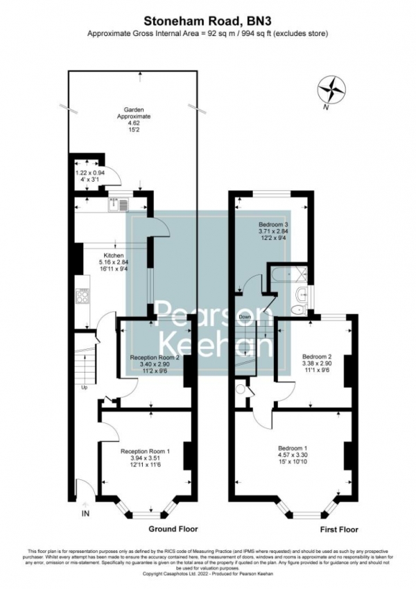 Floor Plan Image for 3 Bedroom Property for Sale in Stoneham Road, Hove