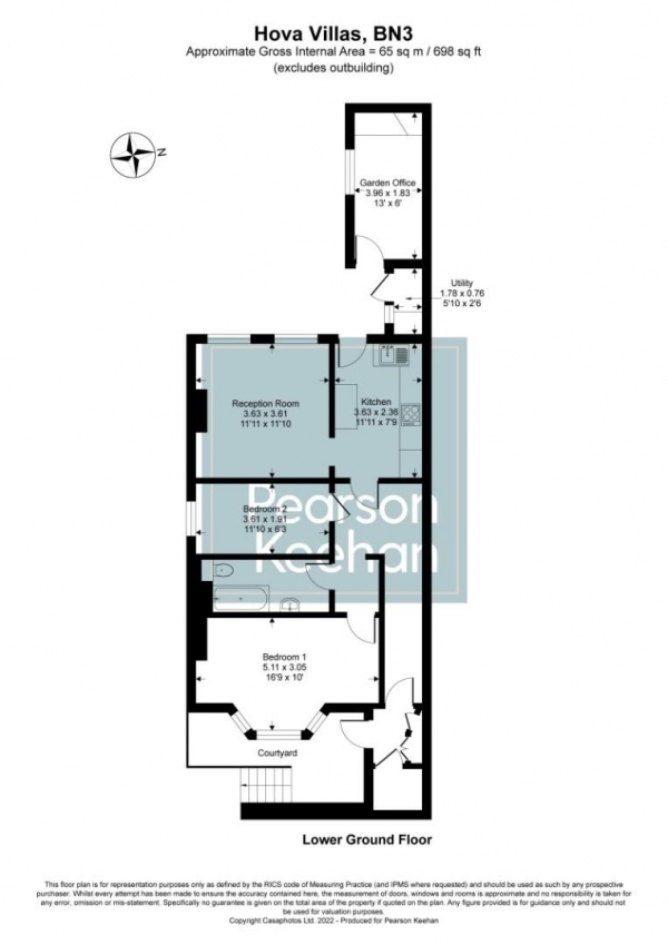 Floor Plan for 2 Bedroom Apartment for Sale in Hova Villas, Hove, BN3, 3DF - Guide Price &pound400,000