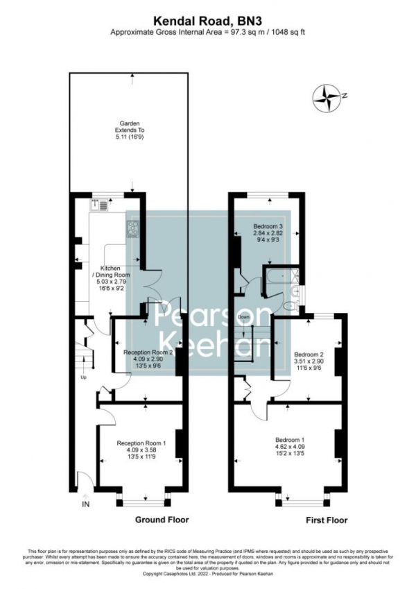 Floor Plan Image for 3 Bedroom Property for Sale in Kendal Road, Hove