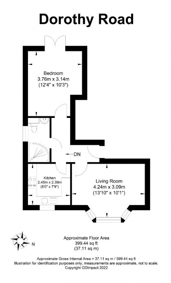 Floor Plan Image for 1 Bedroom Flat to Rent in 14, Dorothy Road, Hove