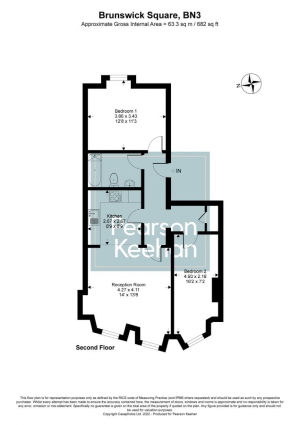 Floor Plan Image for 2 Bedroom Apartment for Sale in Brunswick Square, Hove