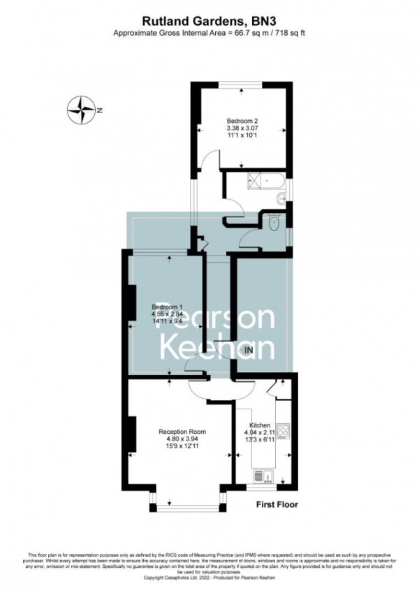 Floor Plan Image for 2 Bedroom Apartment for Sale in Rutland Gardens, Hove