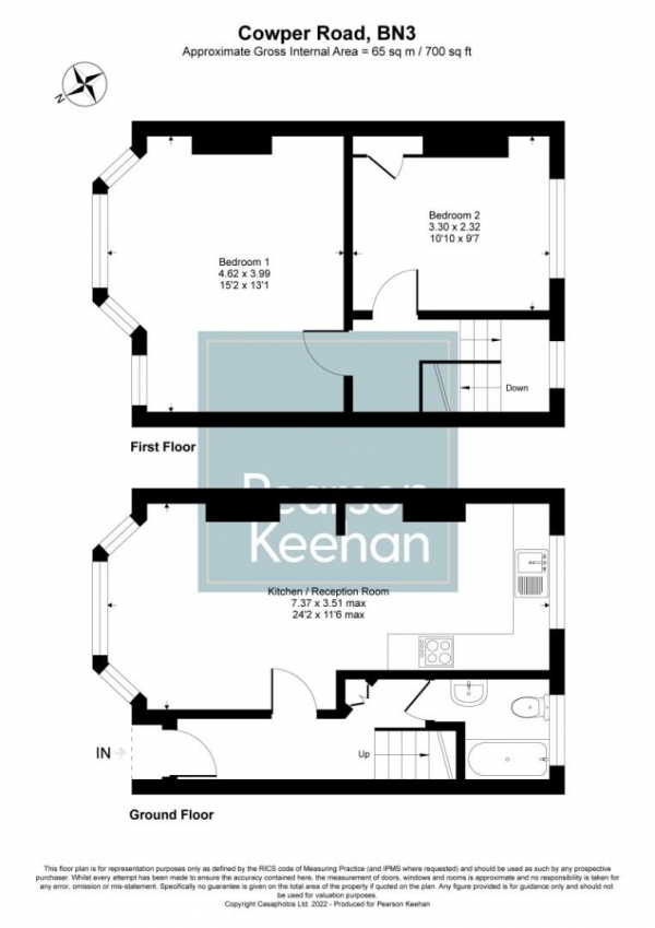 Floor Plan Image for 2 Bedroom Apartment for Sale in Cowper Street, Hove