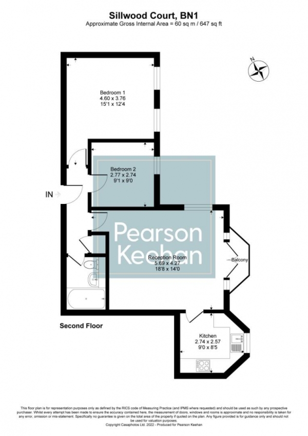 Floor Plan Image for 2 Bedroom Apartment to Rent in Montpelier Road, Brighton