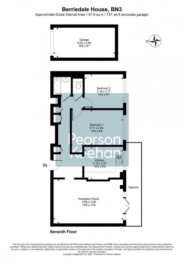 Floor Plan Image for 2 Bedroom Apartment for Sale in Kingsway, Hove