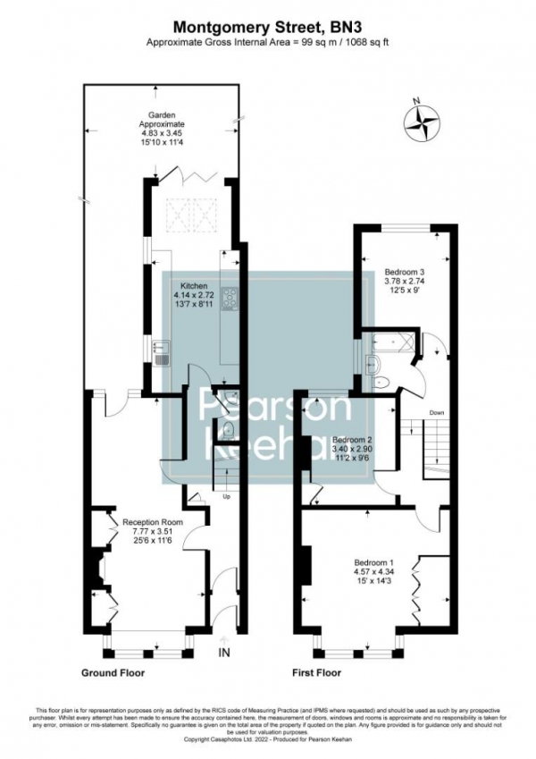 Floor Plan Image for 3 Bedroom Property for Sale in Montgomery Street, Hove