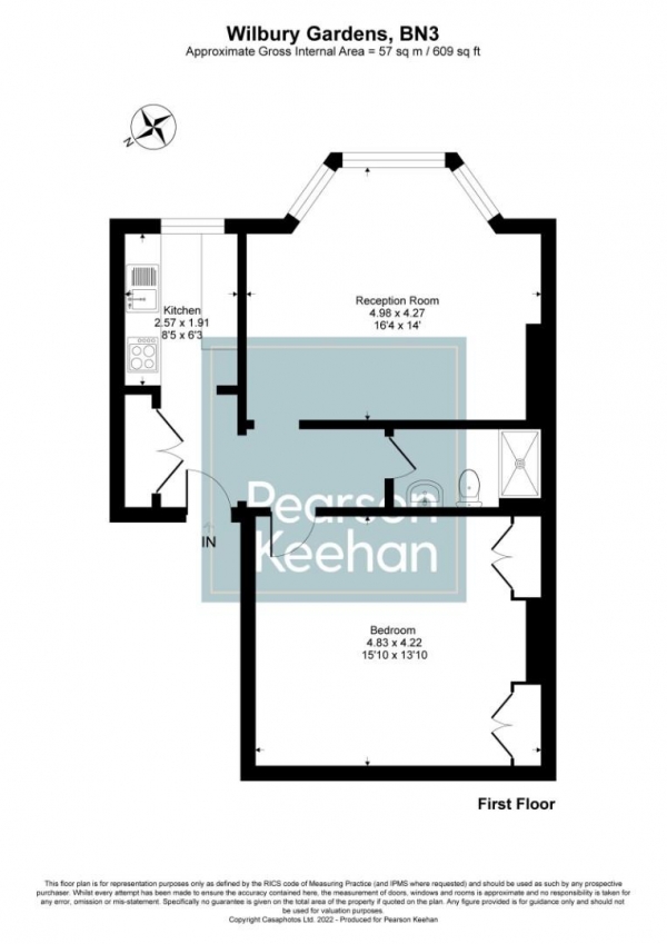 Floor Plan Image for 1 Bedroom Apartment for Sale in Wilbury Gardens, Hove