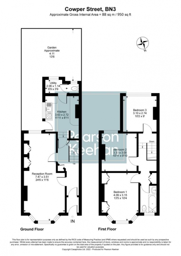 Floor Plan Image for 3 Bedroom Property for Sale in Cowper Street, Hove