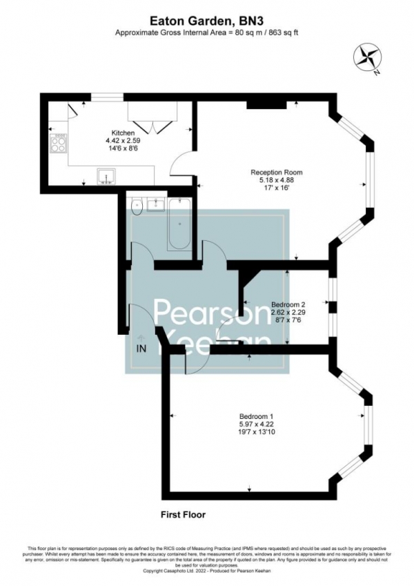 Floor Plan Image for 2 Bedroom Apartment for Sale in Eaton Gardens, Hove