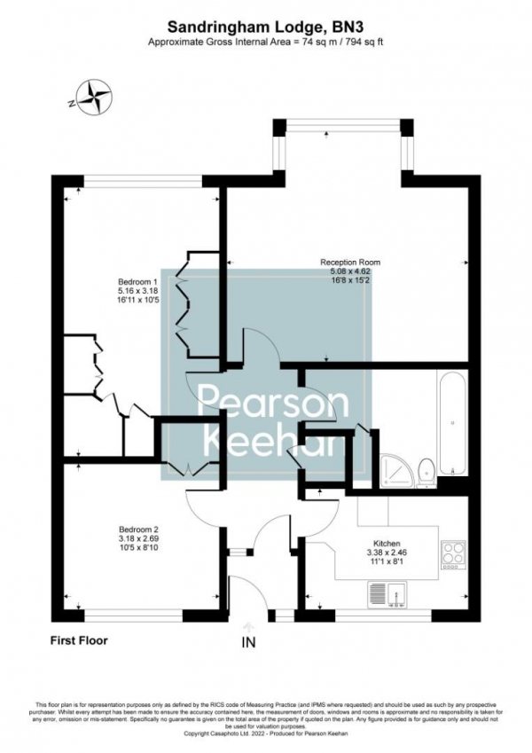 Floor Plan Image for 2 Bedroom Apartment to Rent in Palmeira Avenue, Hove