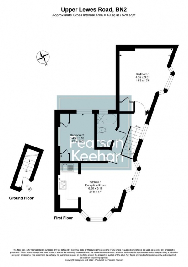 Floor Plan Image for 2 Bedroom Apartment for Sale in Upper Lewes Road, Brighton