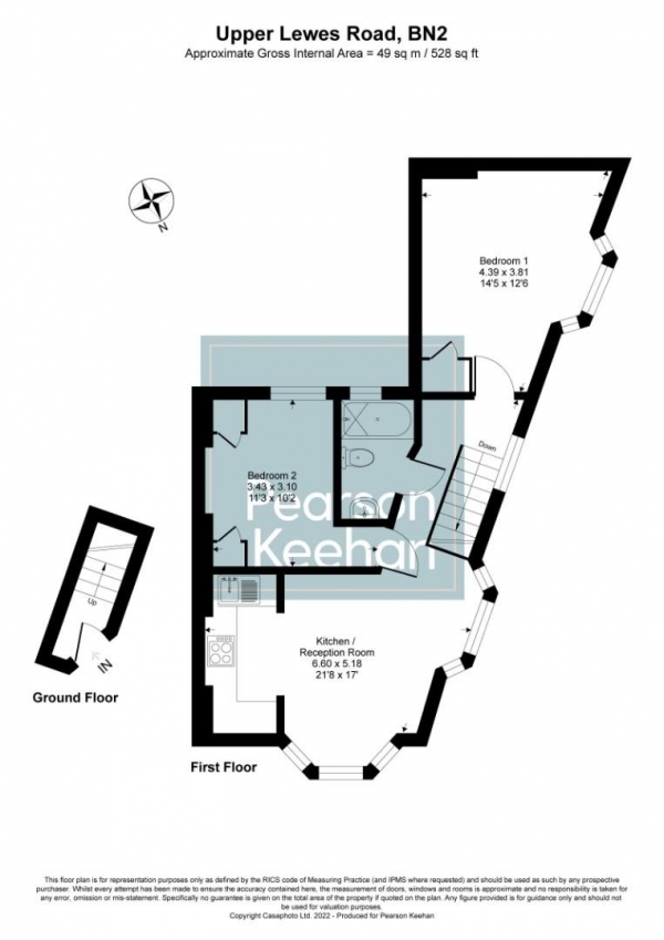 Floor Plan Image for 2 Bedroom Apartment to Rent in Upper Lewes Road, Brighton