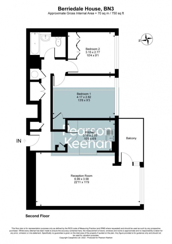 Floor Plan Image for 2 Bedroom Apartment for Sale in Kingsway, Hove