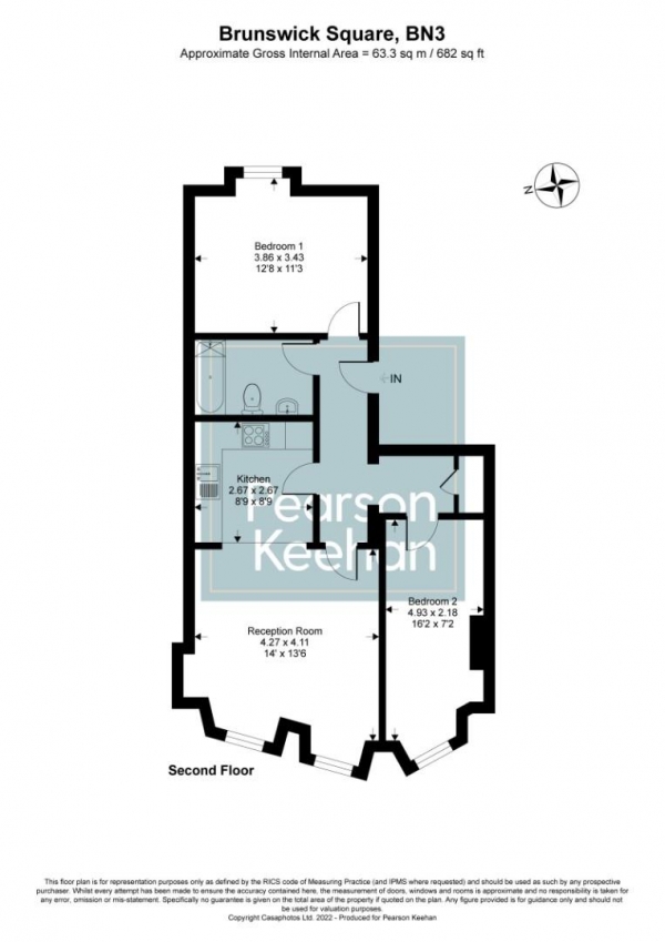 Floor Plan Image for 2 Bedroom Apartment to Rent in 22 Brunswick Square, Hove