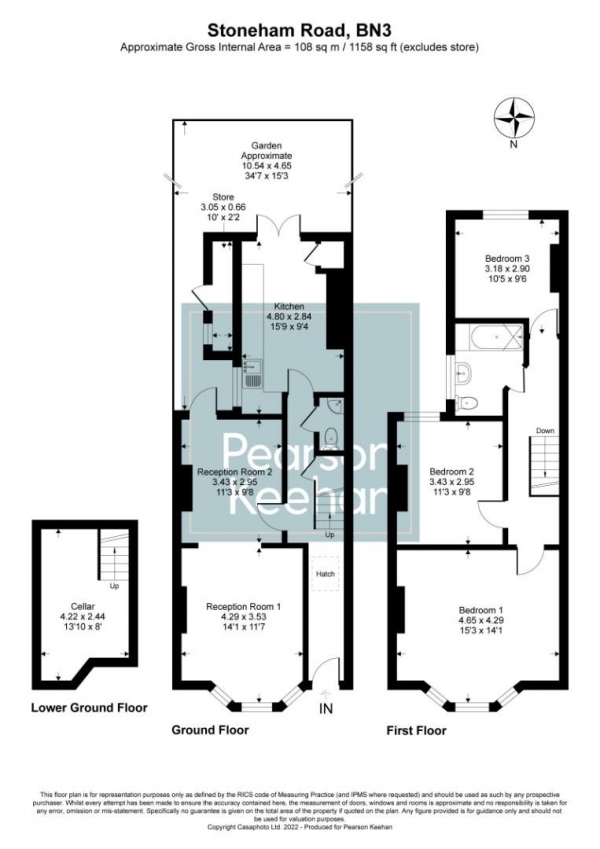 Floor Plan Image for 3 Bedroom Property for Sale in Stoneham Road, Hove