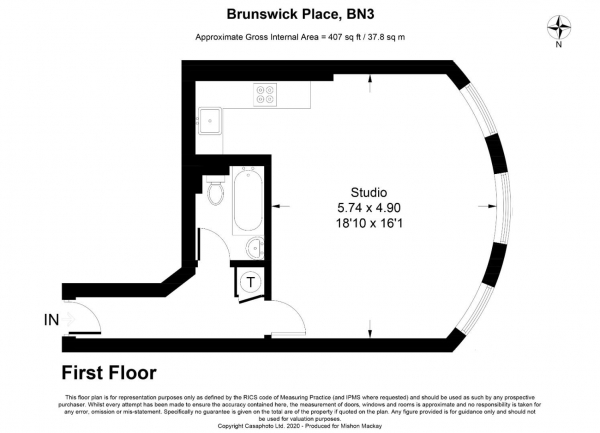Floor Plan Image for Studio to Rent in Brunswick Place, Hove