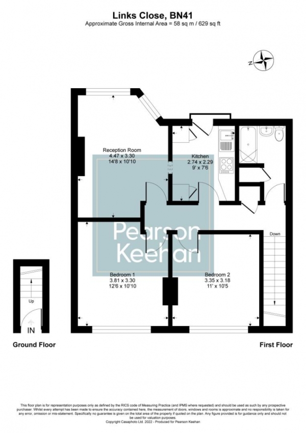 Floor Plan Image for 2 Bedroom Apartment for Sale in Links Close, Portslade, Brighton