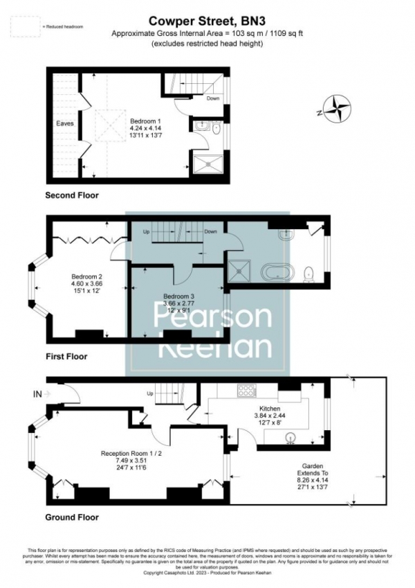 Floor Plan Image for 3 Bedroom Property for Sale in Cowper Street, Hove