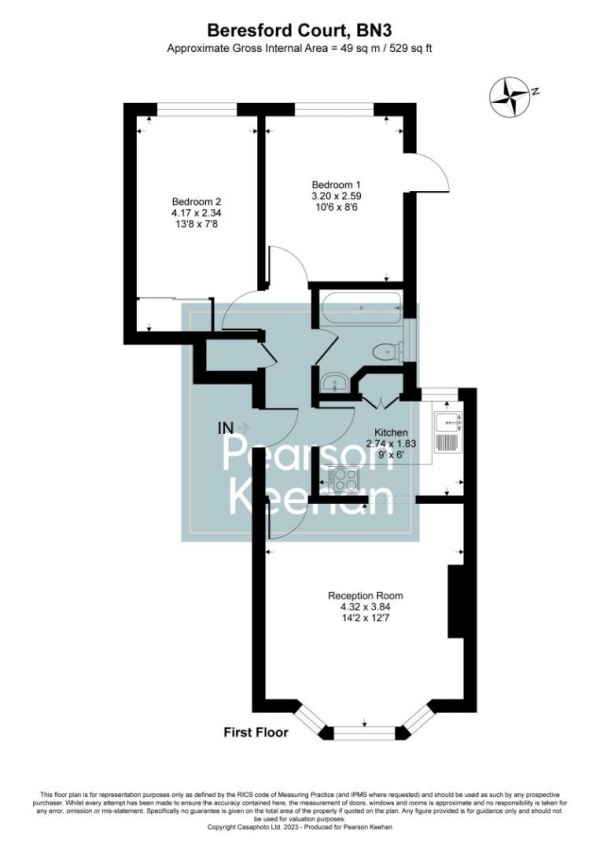 Floor Plan Image for 2 Bedroom Apartment for Sale in Somerhill Road, Hove