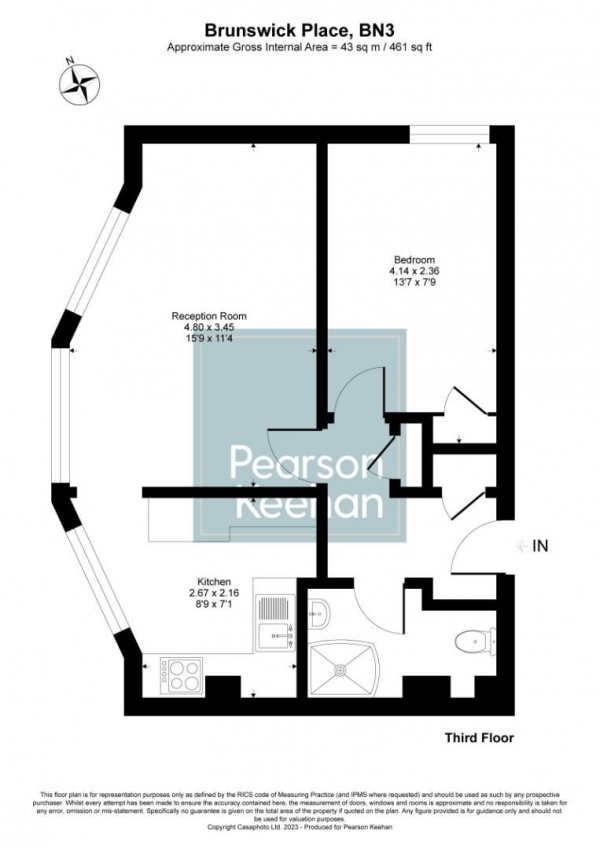 Floor Plan Image for 1 Bedroom Apartment for Sale in Brunswick Place, Hove