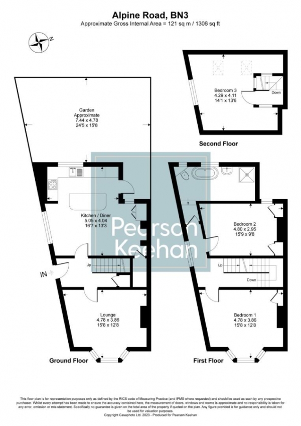 Floor Plan Image for 3 Bedroom Property for Sale in Alpine Road, Hove