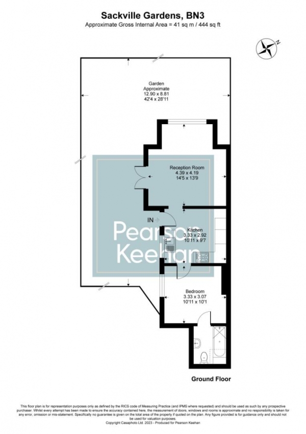 Floor Plan Image for 1 Bedroom Property for Sale in Sackville Gardens, Hove