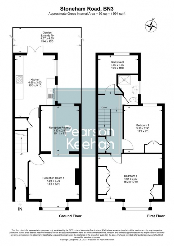 Floor Plan Image for 3 Bedroom Property for Sale in Stoneham Road, Hove