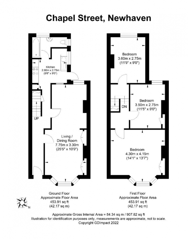 Floor Plan Image for 3 Bedroom Property to Rent in Chapel Street, Newhaven