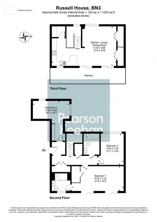 Floor Plan Image for 3 Bedroom Apartment for Sale in Montefiore Road, Hove