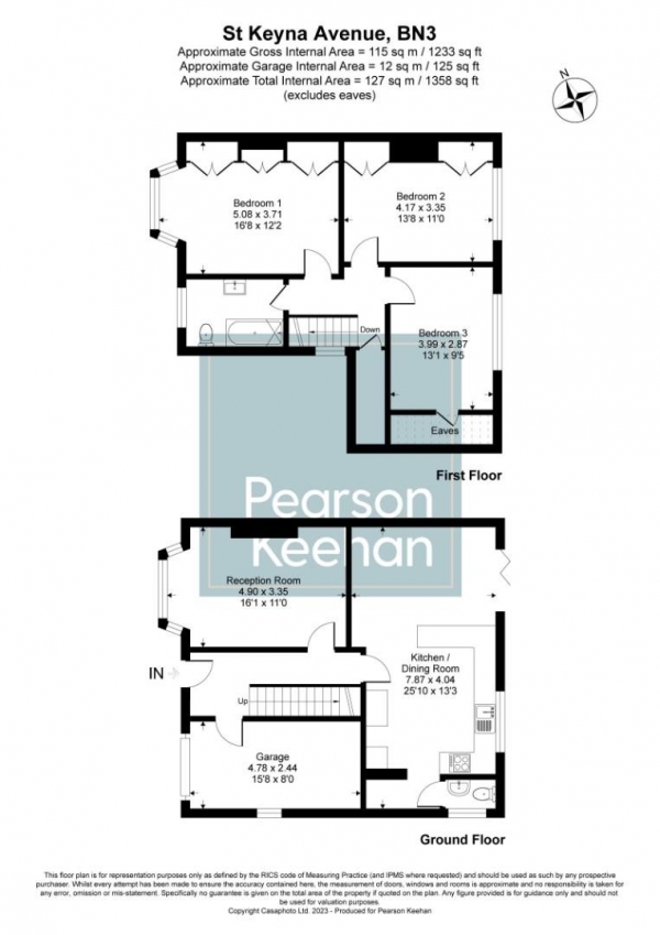 Floor Plan Image for 3 Bedroom Semi-Detached House to Rent in St. Keyna Avenue, Hove