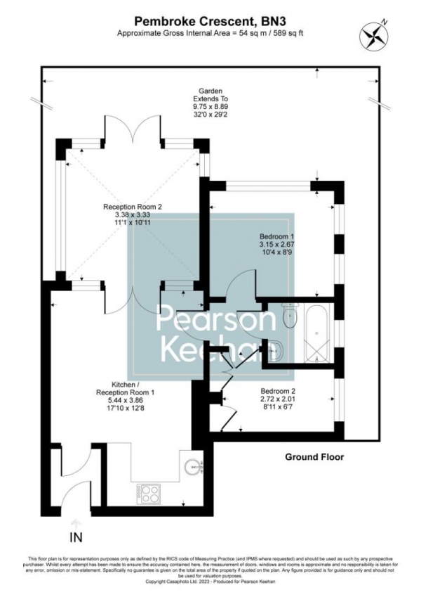 Floor Plan Image for 2 Bedroom Apartment for Sale in Pembroke Crescent, Hove