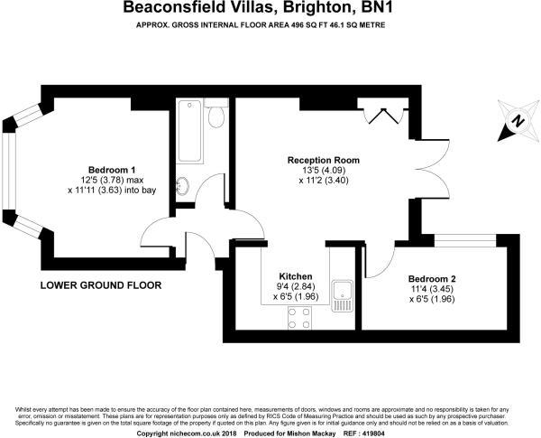 Floor Plan Image for 2 Bedroom Apartment to Rent in Beaconsfield Villas, Brighton