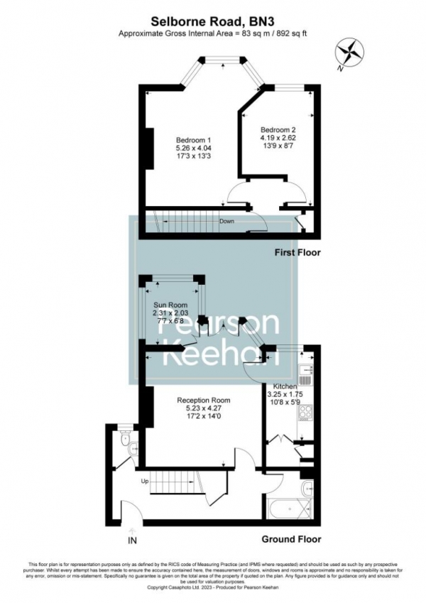 Floor Plan Image for 2 Bedroom Apartment for Sale in Selborne Road, Hove