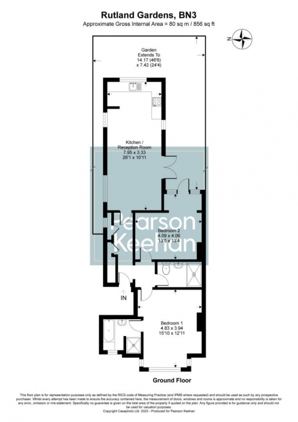 Floor Plan Image for 2 Bedroom Apartment for Sale in Rutland Gardens, Hove