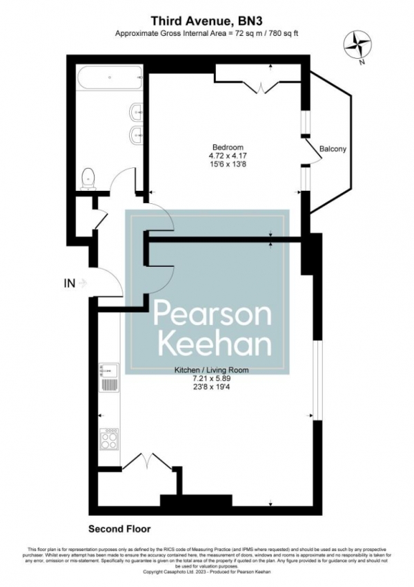 Floor Plan Image for 1 Bedroom Apartment for Sale in Third Avenue, Hove