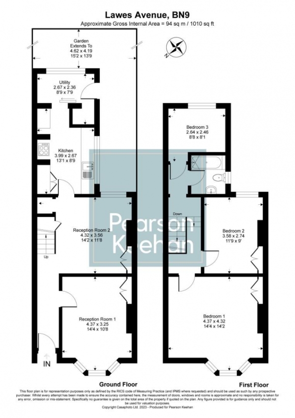 Floor Plan for 3 Bedroom Property for Sale in Lawes Avenue, Newhaven, BN9, 9SB - Guide Price &pound259,950