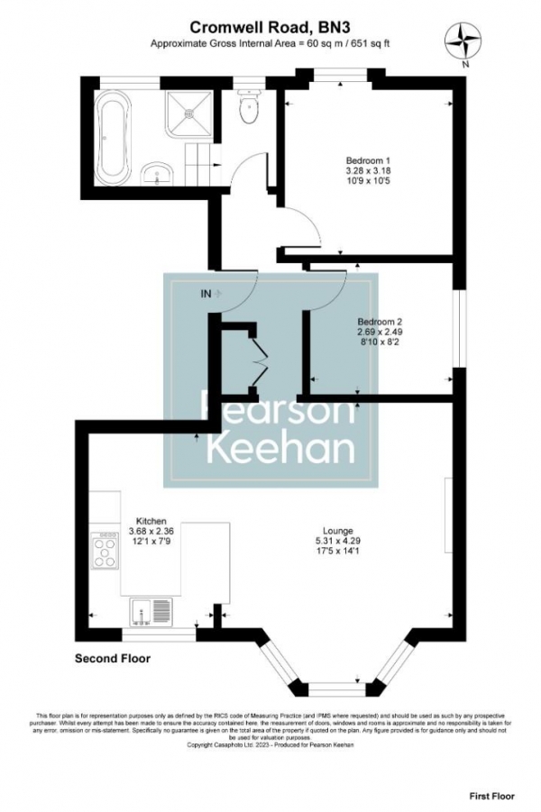 Floor Plan Image for 2 Bedroom Apartment for Sale in Cromwell Road, Hove