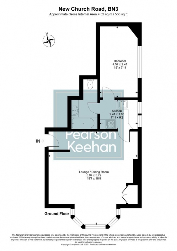 Floor Plan Image for 1 Bedroom Apartment for Sale in New Church Road, Hove