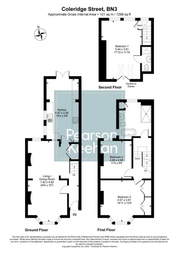 Floor Plan Image for 3 Bedroom Property for Sale in Coleridge Street, Hove