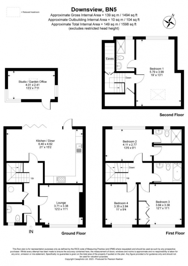 Floor Plan Image for 4 Bedroom Property for Sale in Downsview, Small Dole, Henfield