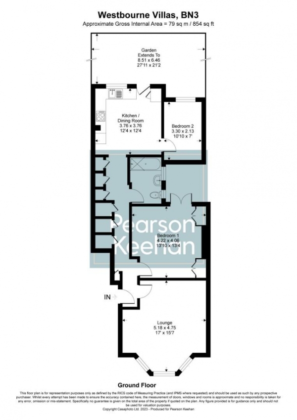 Floor Plan Image for 2 Bedroom Apartment for Sale in Westbourne Villas, Hove